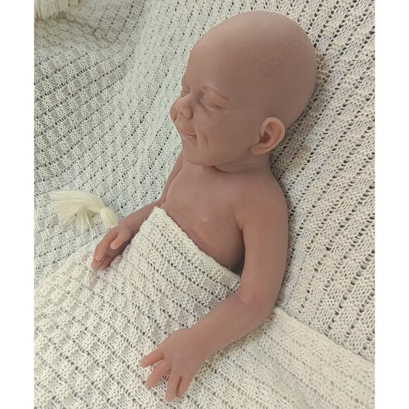6.82lbs Full Body Platinum Silicone Reborn Baby Boy Doll 45cm Sleeping Newborn - Picture 7 of 16
